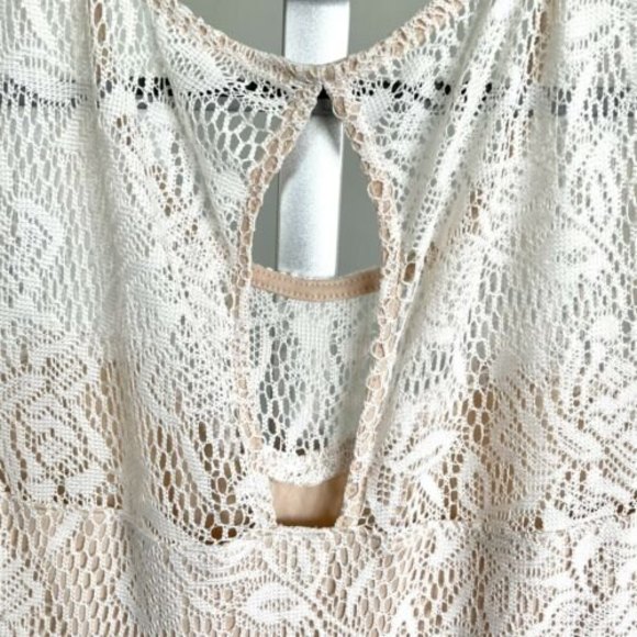 Speechless Women Juniors SZ XL Beige Dress Lace Fit& Flare Stretch - Picture 7 of 11